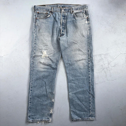 Levis 501 Vintage 90s Mexico Straight Leg Jeans 38x30 Y2K Light Wash Act 37x29