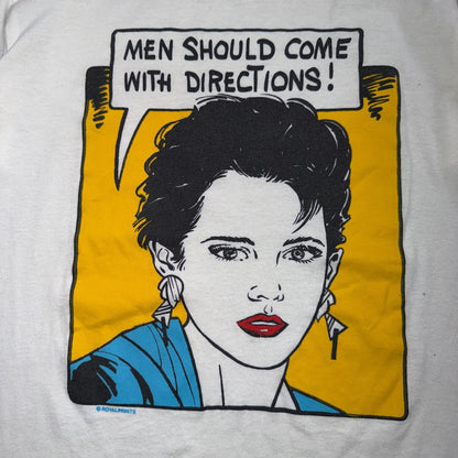VTG Men Should Come With Directions T Shirt Pop Art Funny Graphic Girl 80s Music