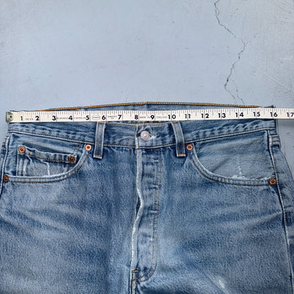 Levis 501 Vintage 90s USA XX Straight Leg Jeans Blue Light Wash 33x34 Act 32x32
