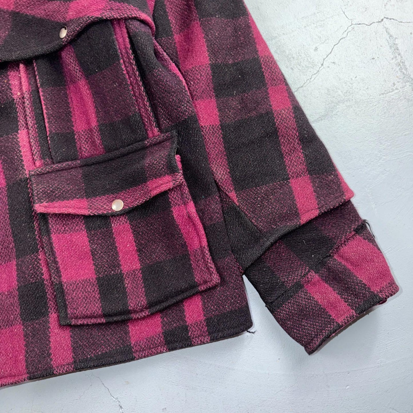 VTG 1950s Black Bear Purple Faded Double Mackinaw Wool Cruiser Jacket Filson 50s