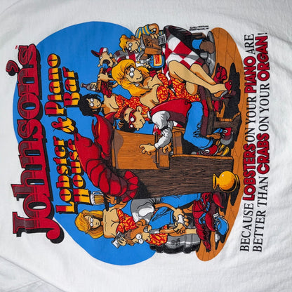 VTG BIG Johnson Lobster Piano House Bar T Shirt Funny Adult Humor Graphic Pinup