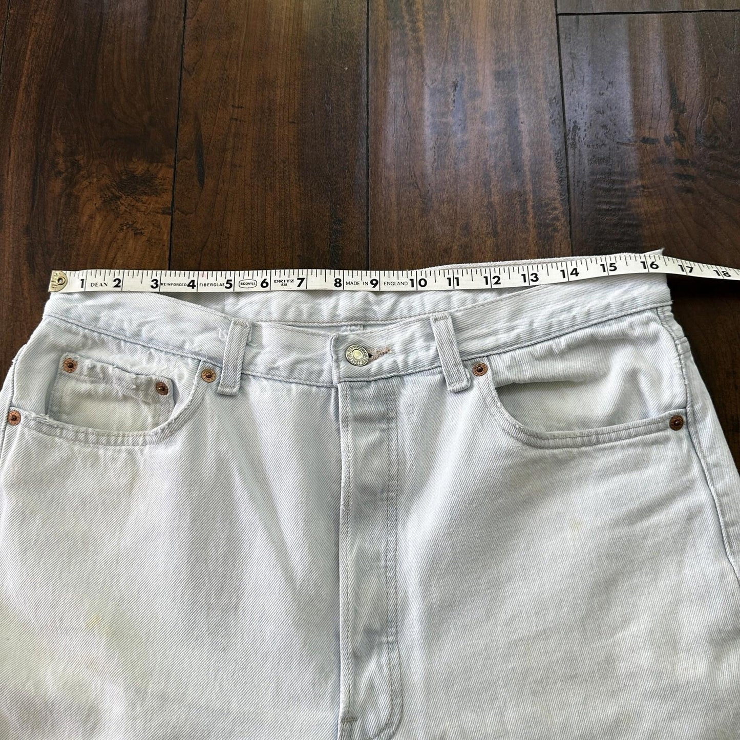 Vintage 90s Levis 501 USA 36x30 Tag Jeans 80s Blue Light Wash Act Worn 33x29