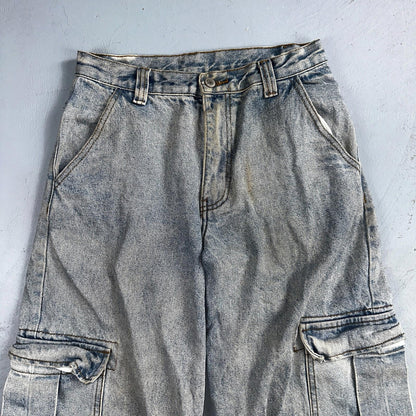J Galt Jeans Womens Wide Leg Blue Cargo Denim Cotton Light Wash 27x30 Small