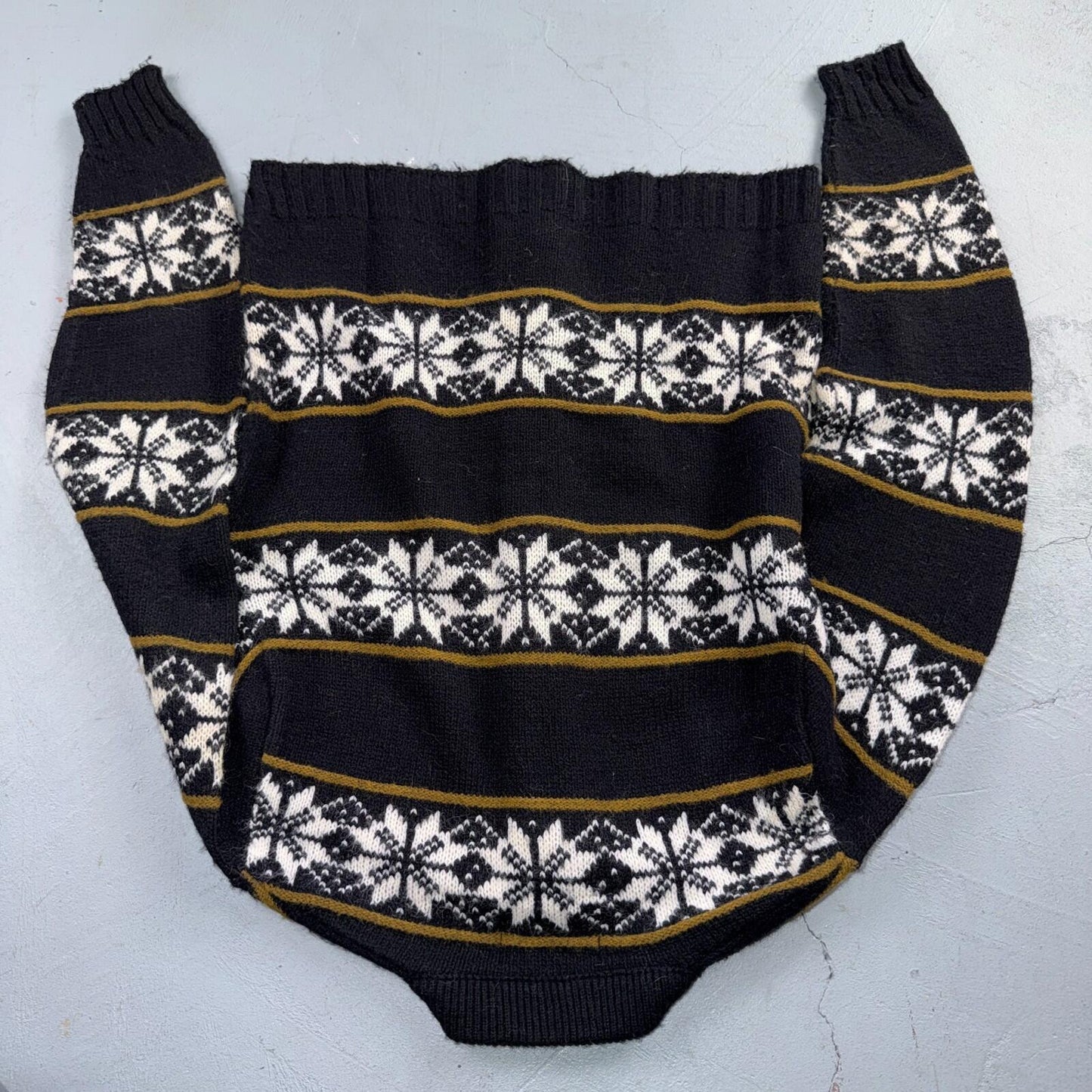 Jantzen Vintage Sweater Pullover Patterned Black Cardigan Size 36 Made USA 60s
