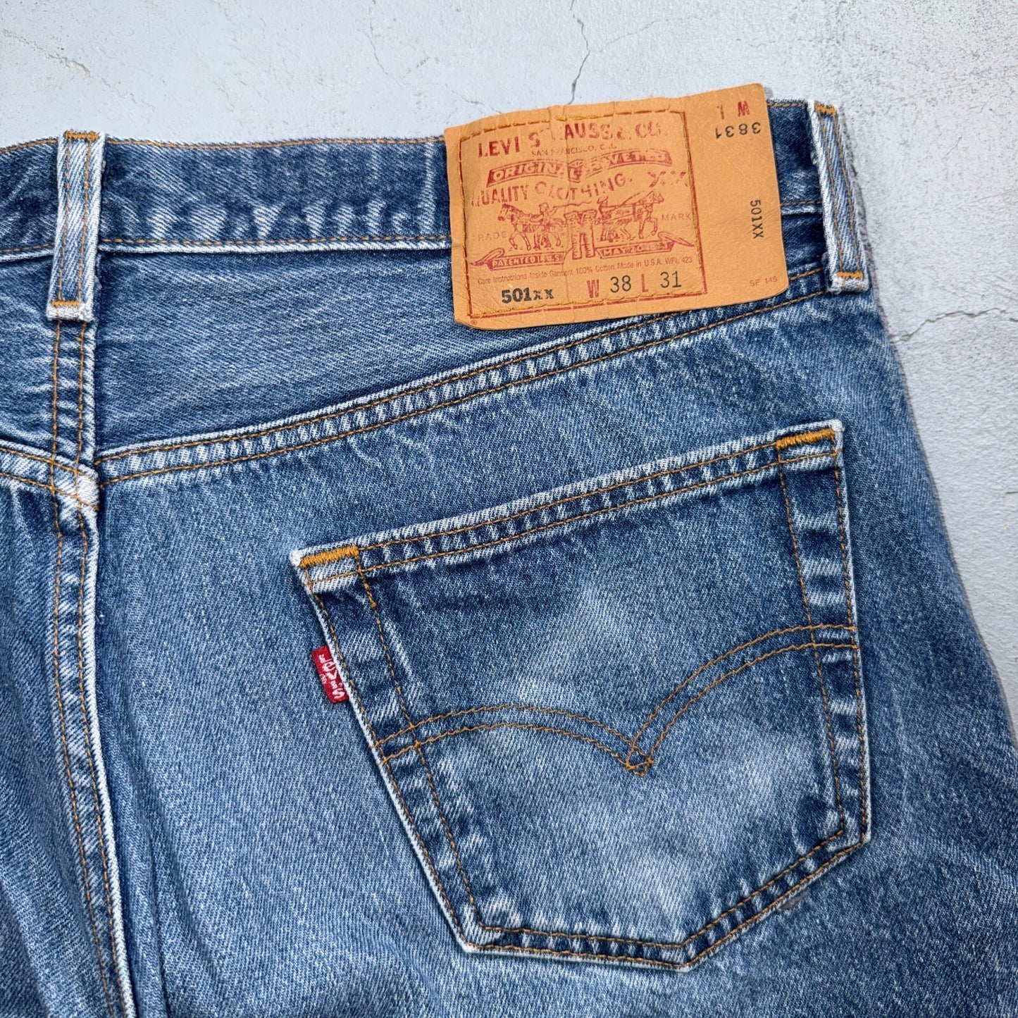 Levis 501 Vintage 90s USA XX Straight Leg Jeans Blue Light Wash 38x31 Act 36x27