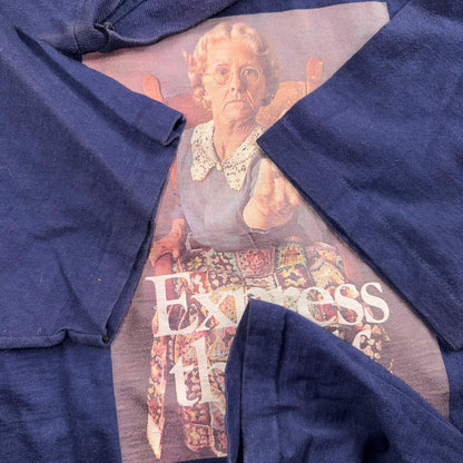 Middle Finger Grandma VTG T Shirt Nirvana Grunge Art Photograph Wild Music Punk