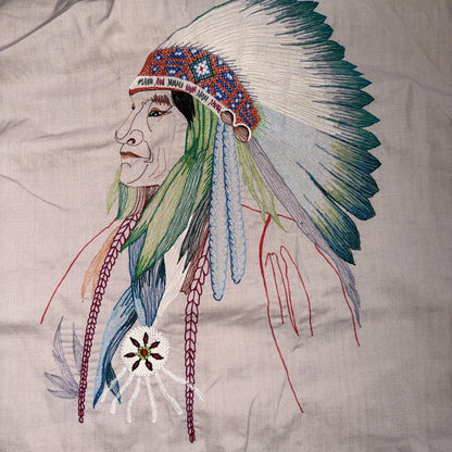 Kennington VTG Rocking K Ranchwear Shirt M Native Chief Pearl Snap Western 70s