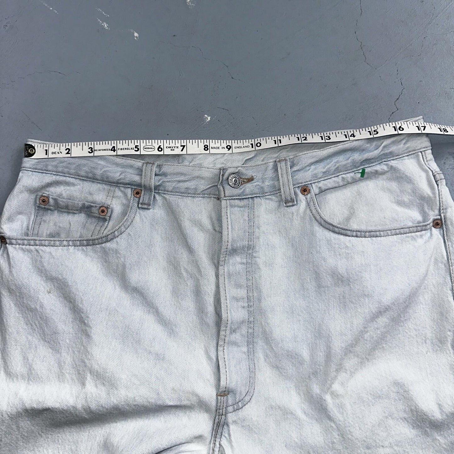Levis 501 Vintage 90s USA XX Straight Leg Jeans White Light Wash 38x30 Act 34x29