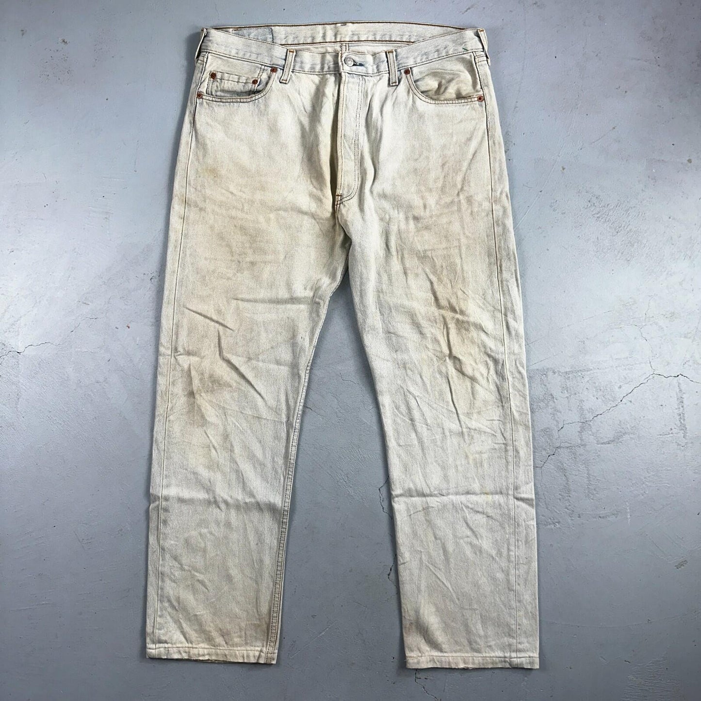 Levis 501 Vintage 90s UK Straight Leg Jeans Blue Light Wash 38x36 Act 37x30
