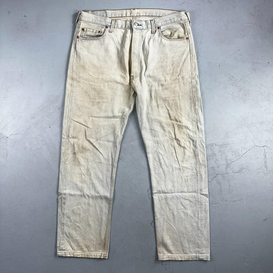Levis 501 Vintage 90s UK Straight Leg Jeans Blue Light Wash 38x36 Act 37x30