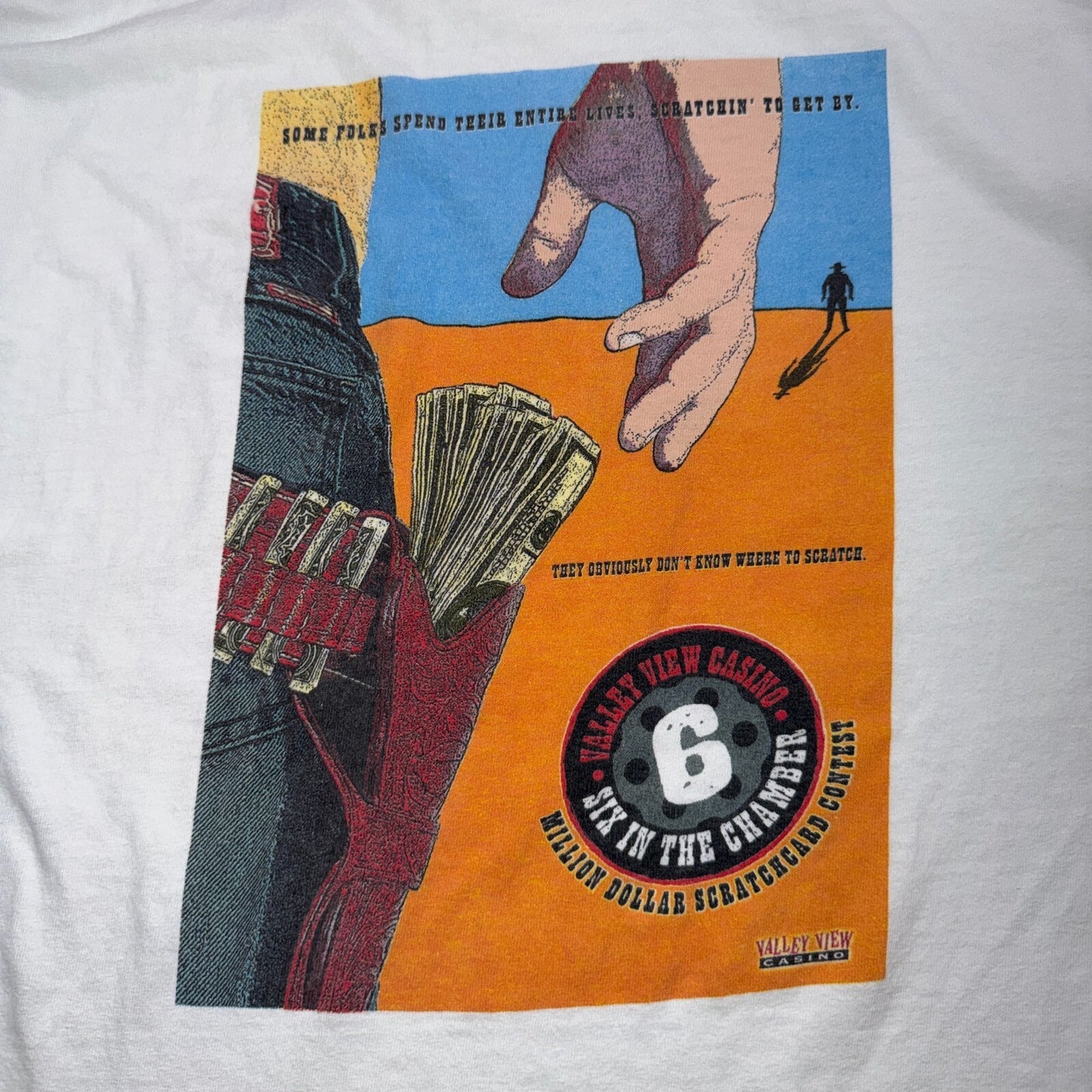 VTG 90s Ballys New Cash Grab Casino T Shirt Gambling Graphic Las Vegas Cowboy