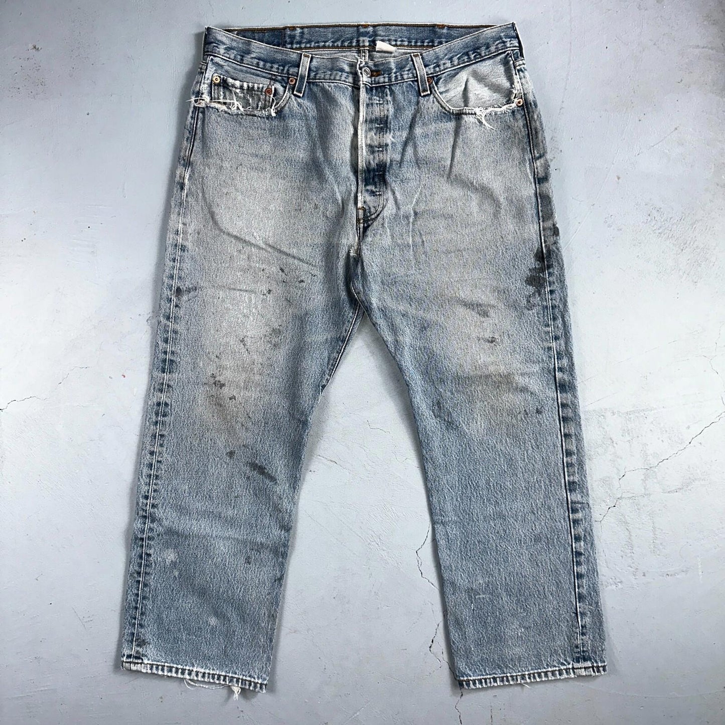 Levis 501 Vintage Y2K XX Straight Leg Jeans 90s Blue Light Wash 38x30 Act 35x26
