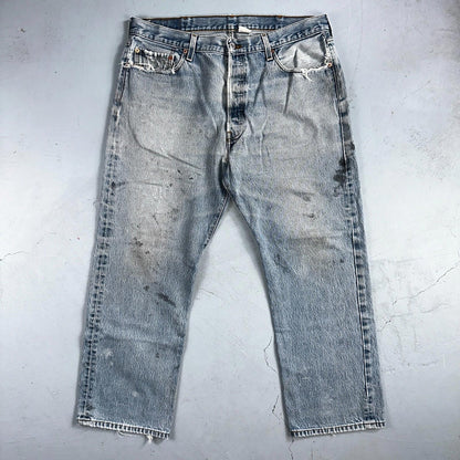 Levis 501 Vintage Y2K XX Straight Leg Jeans 90s Blue Light Wash 38x30 Act 35x26