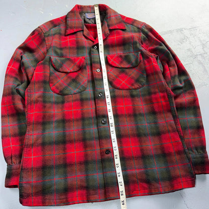Pendleton VTG 1950s Loop Collar Board Shirt Wool Plaid Flannel Shirt Rockabilly