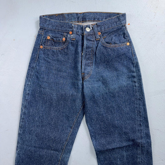 Levis 501 Vintage 80s Redline Selvedge USA Jeans Fuzzy Dark Wash 27x31 Act 25x27