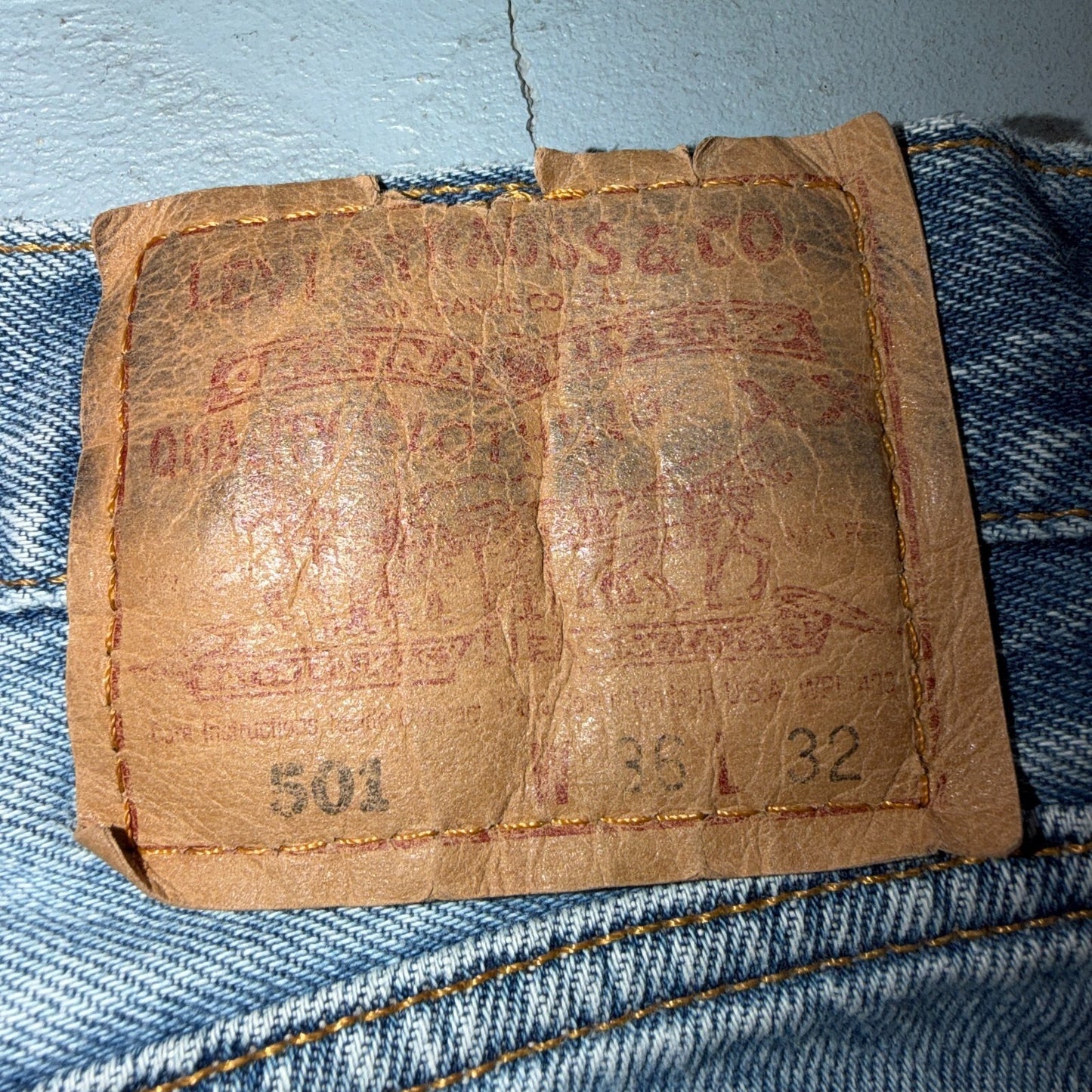 Levis 501 Vintage 90s USA XX Straight Leg Jeans Blue Light Wash 36x32 Act 35x31