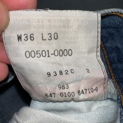 Levis 501 Vintage 90s Mexico Straight Leg Jeans 36x30 Y2K Med Wash Act 33x27