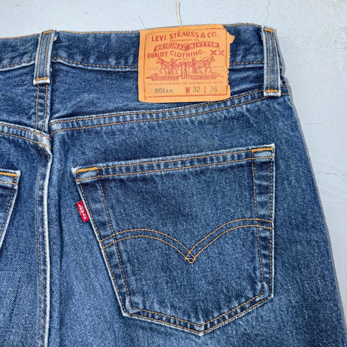 Levis 501 Vintage 90s USA XX Straight Leg Jeans Blue Med Wash 32x36 Act 31x33