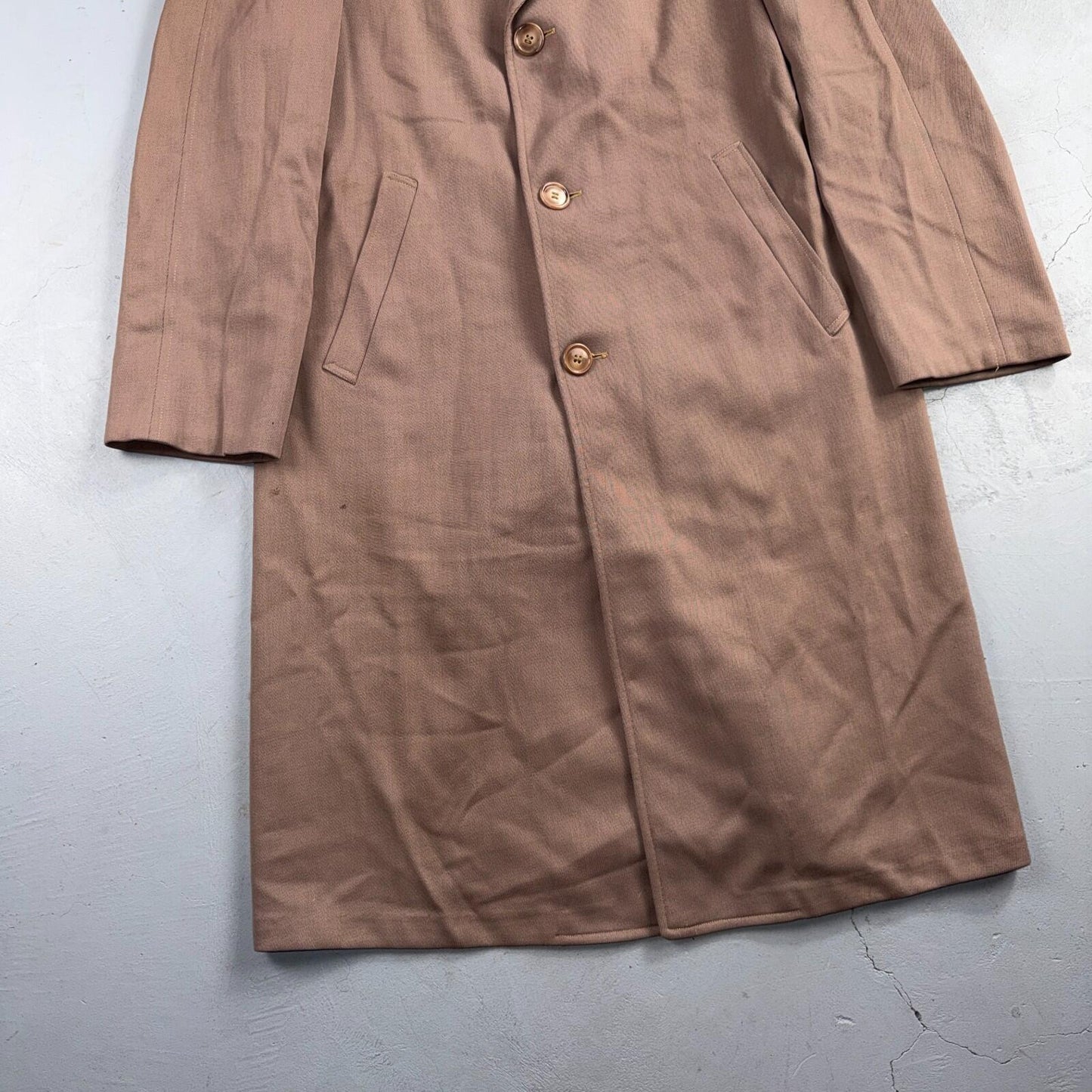 VTG 1930s 1940s Coat Trench Mens 40 Wool Gabardine Like Rockabilly Overcoat