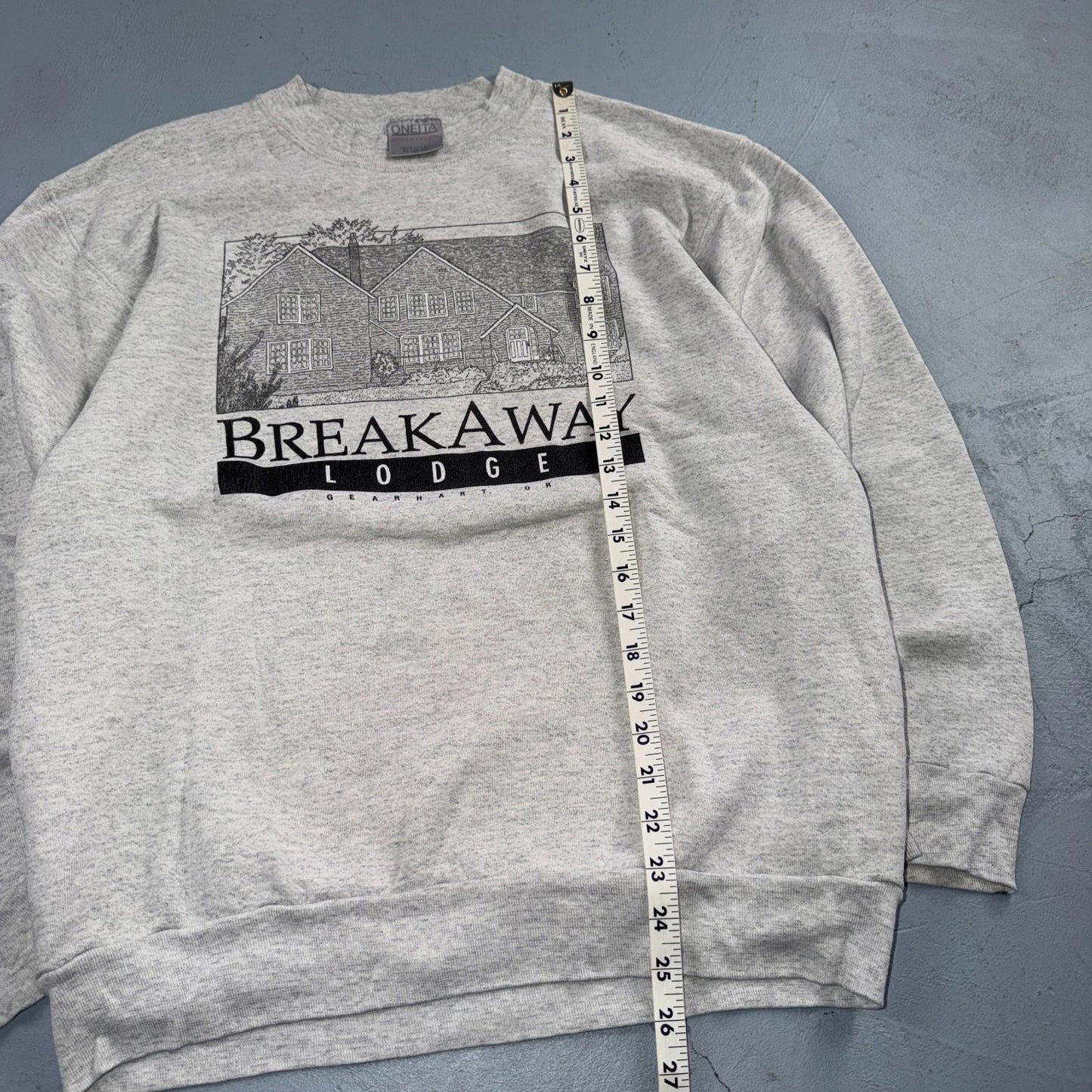 VTG Oneita Sweatshirt Mens XL Gray Travel USA Breakway Lodge Gearhart Oregon