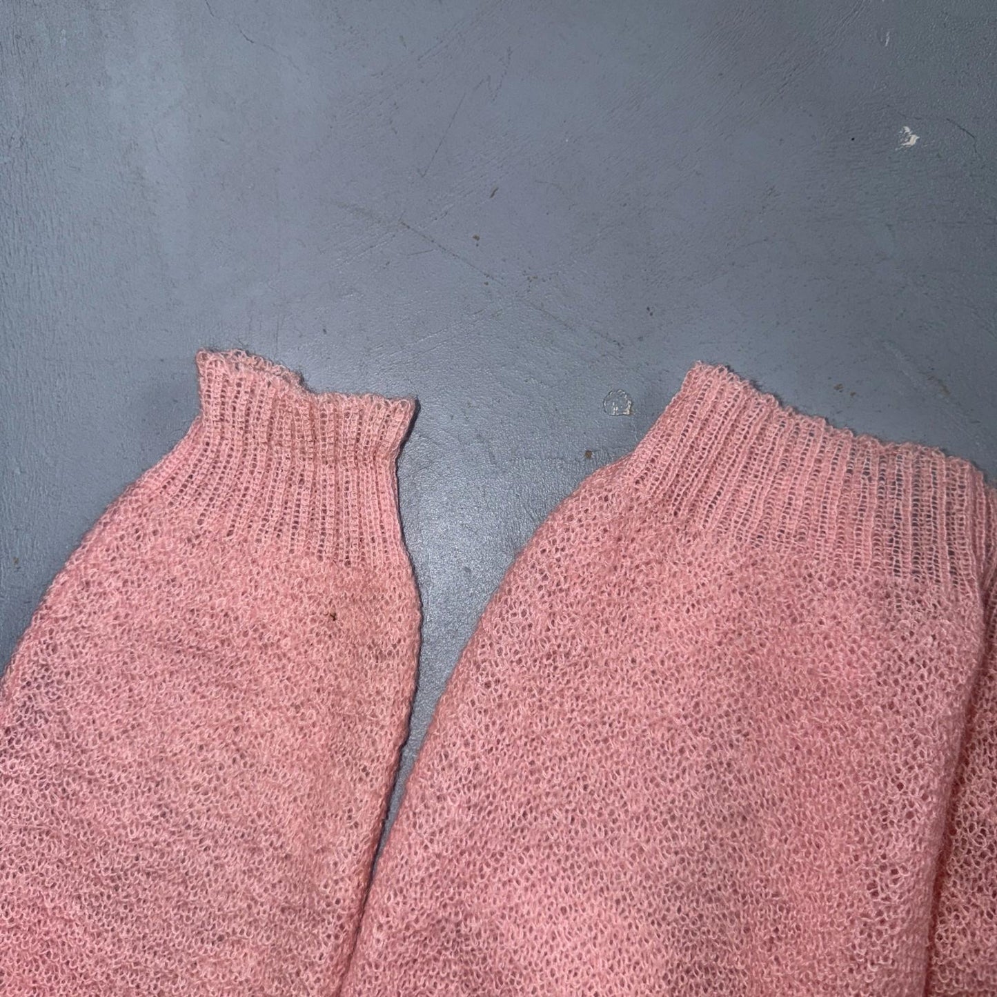 VTG Pink Mohair Cardigan Sweater 50s 60s Fuzzy Knit Button Front Airy Rockabilly