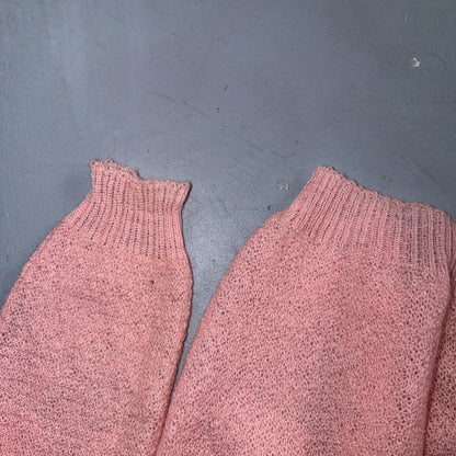 VTG Pink Mohair Cardigan Sweater 50s 60s Fuzzy Knit Button Front Airy Rockabilly