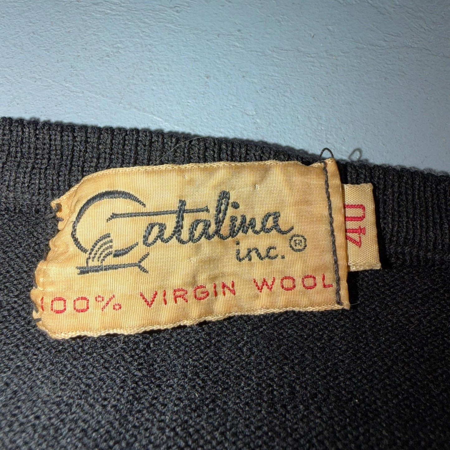 VTG 1940s 1950s Wool Cardigan Sweater Rockabilly Womens Mod Knit Black Catalina
