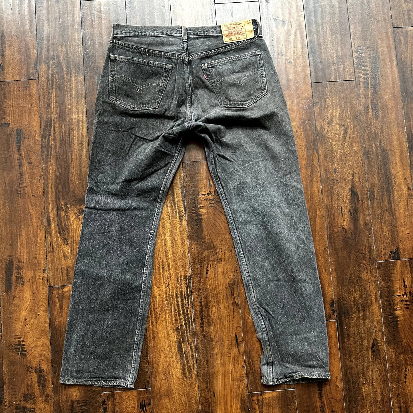 Vintage Levis 501 Button Fly 90s Tag Jeans Black Gray 80s 38x34 Act 35x32