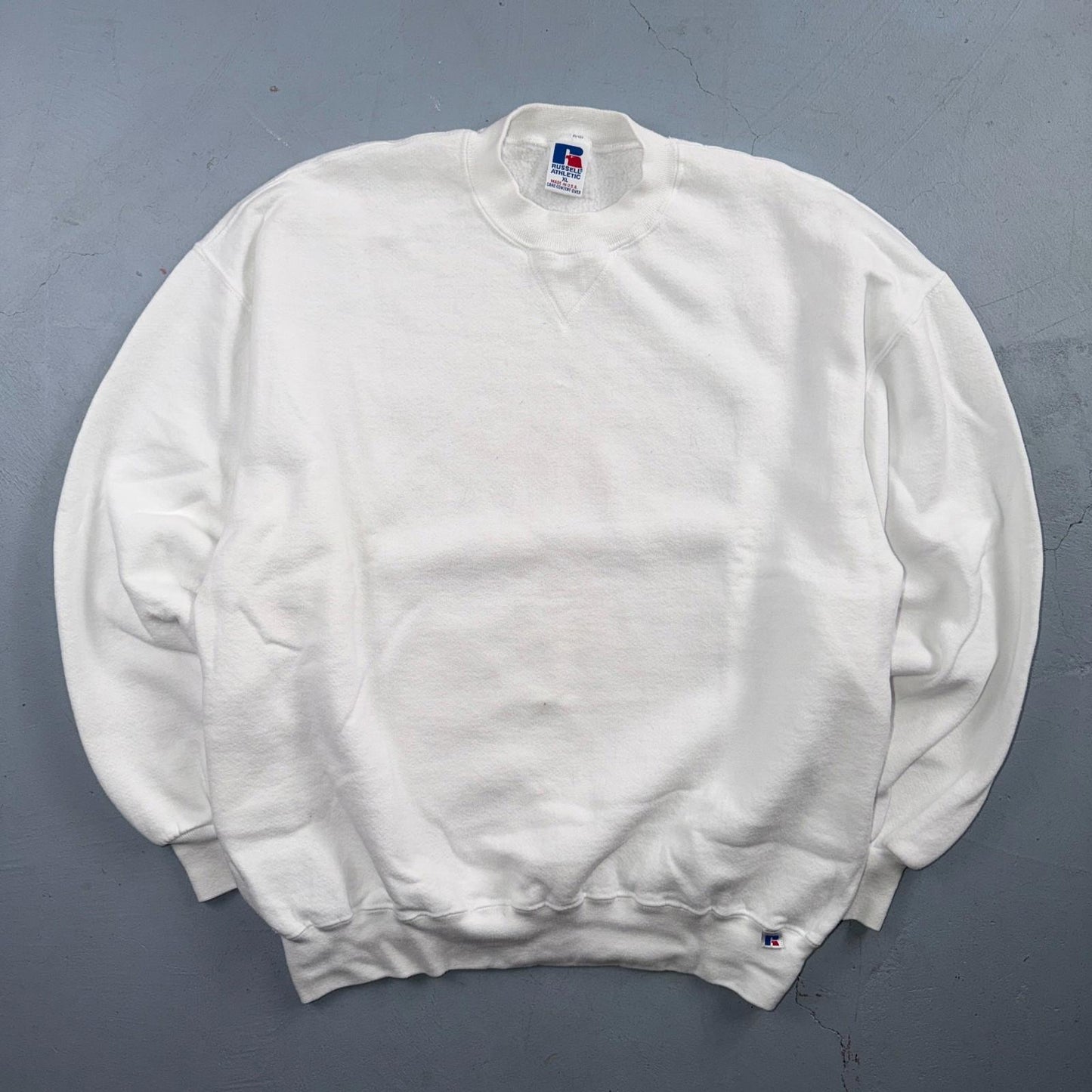 Russell Athletic XL Sweatshirt 90s VTG Crewneck White Basic Blank Essential