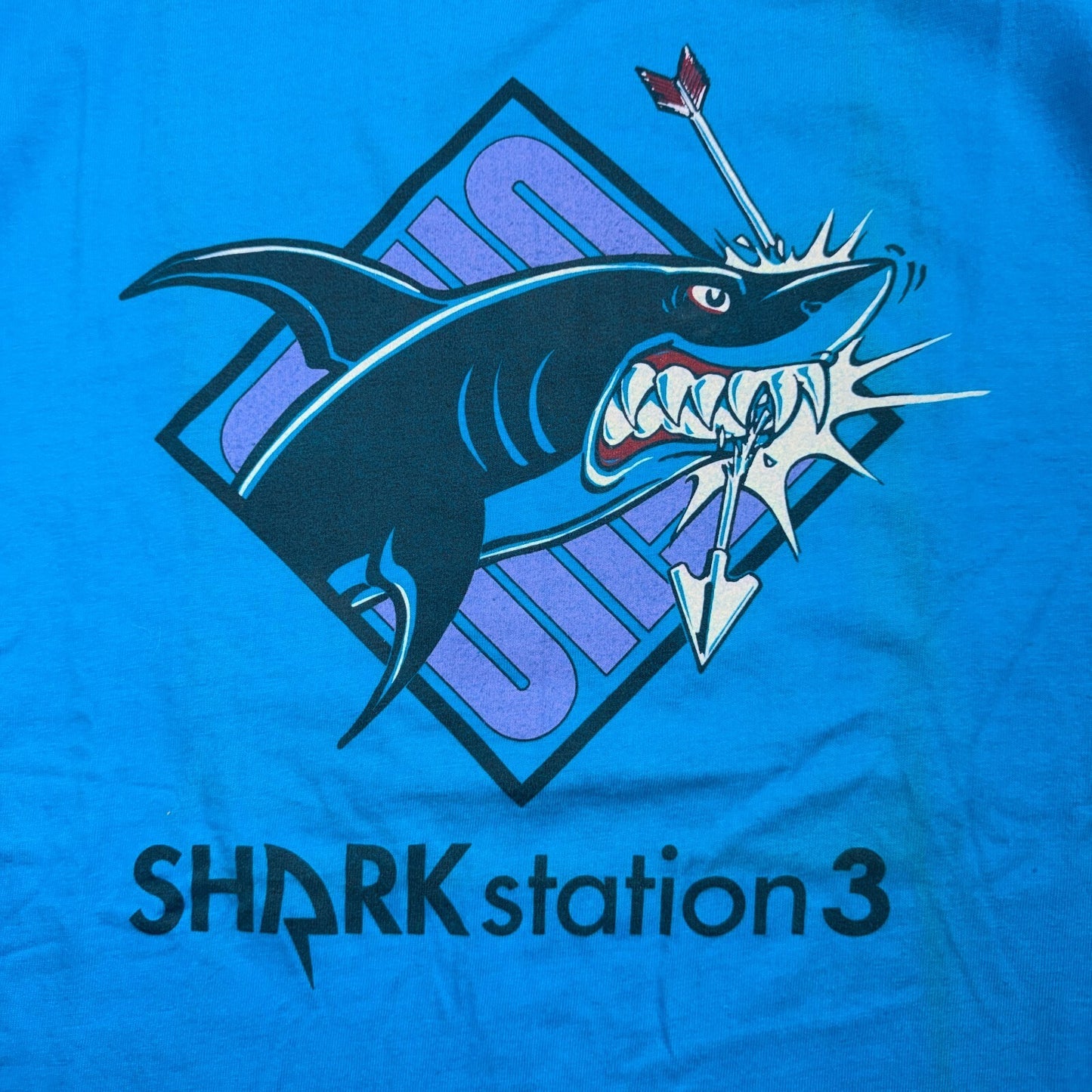 VTG 90s  Hanes Shark Station 3 T Shirt Graphic Gameshark Surf Skate USA Beefy