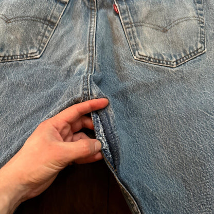 VTG 80s Levis 501 Button Fly 35x32 USA Tag Jeans Straight Wash Blue XX Act 31x31