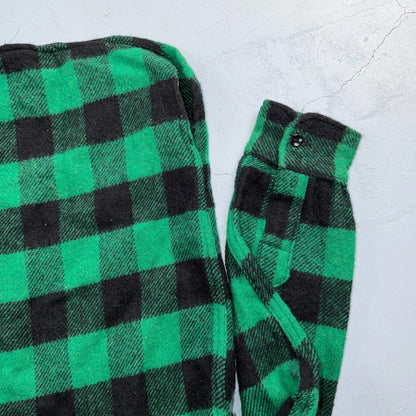 Vintage 1950s Five Brother Green Wool Buffalo Plaid Button Down Shirt Rockabilly