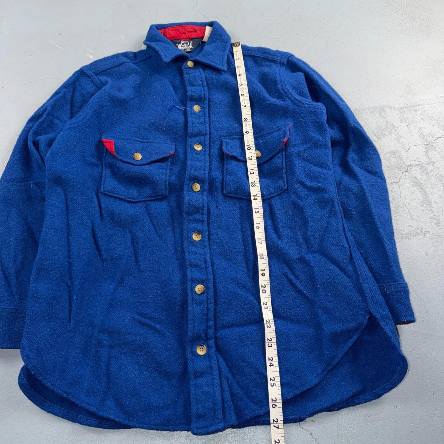 VTG Woolrich Blue Red Basic Plain Wool Flannel Shirt Jacket Men M 70s 80s USA