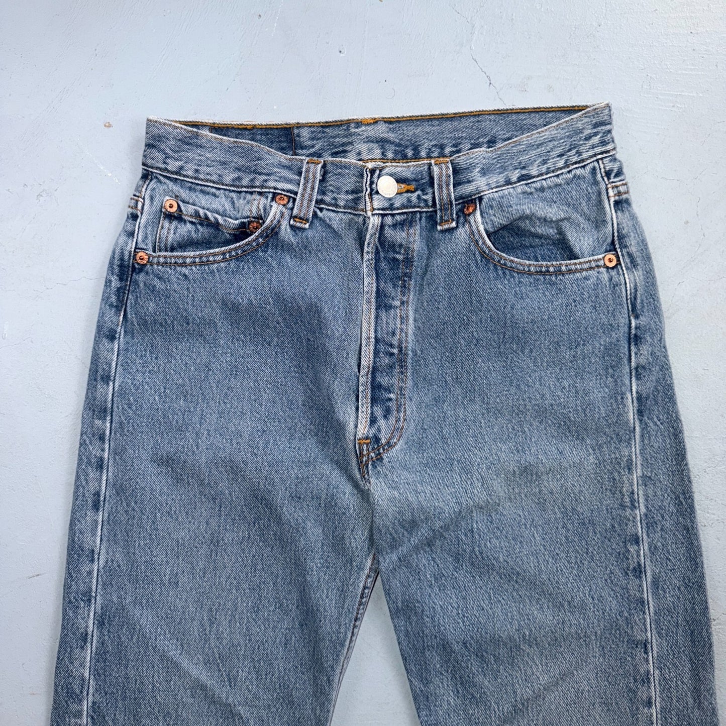 Levis 501 Vintage 90s USA XX Straight Leg Jeans Blue Light Wash 30x30 Act 27x28