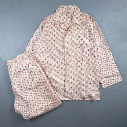 VTG 40s Penneys Cotton Flannel Pajama Set Shirt Pants Hollywood 1940s Rockabilly