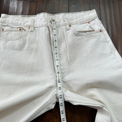VTG 90s Levis 501 Button Fly 36x32 USA Tag Jeans Straight White XX Act 32x31