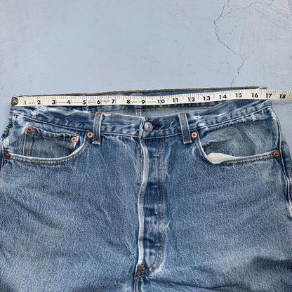 Levis 501 Vintage 90s USA XX Straight Leg Jeans Blue Light Wash 38x34 Act 34x29