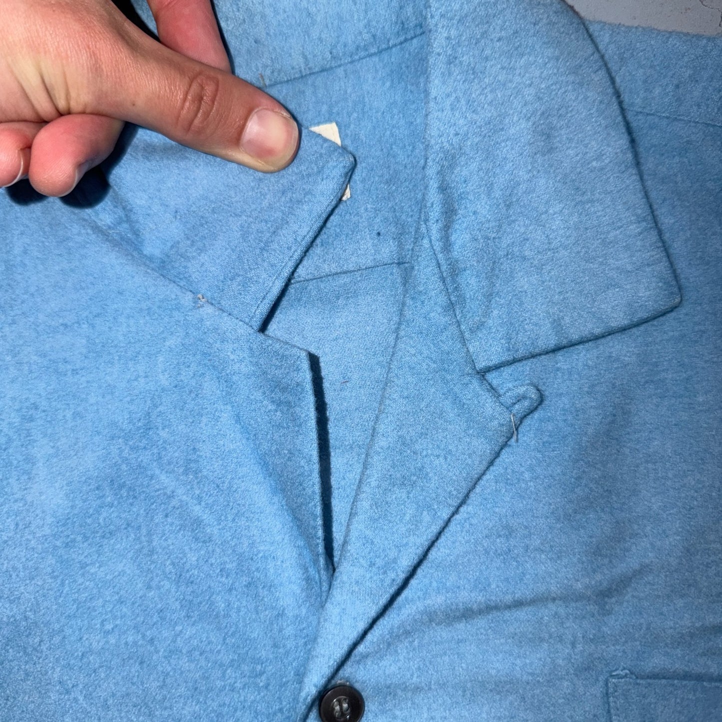 VTG 50s Glendale Loop Collar Shirt Sky Blue Cotton Flannel Rockabilly BOYS 16