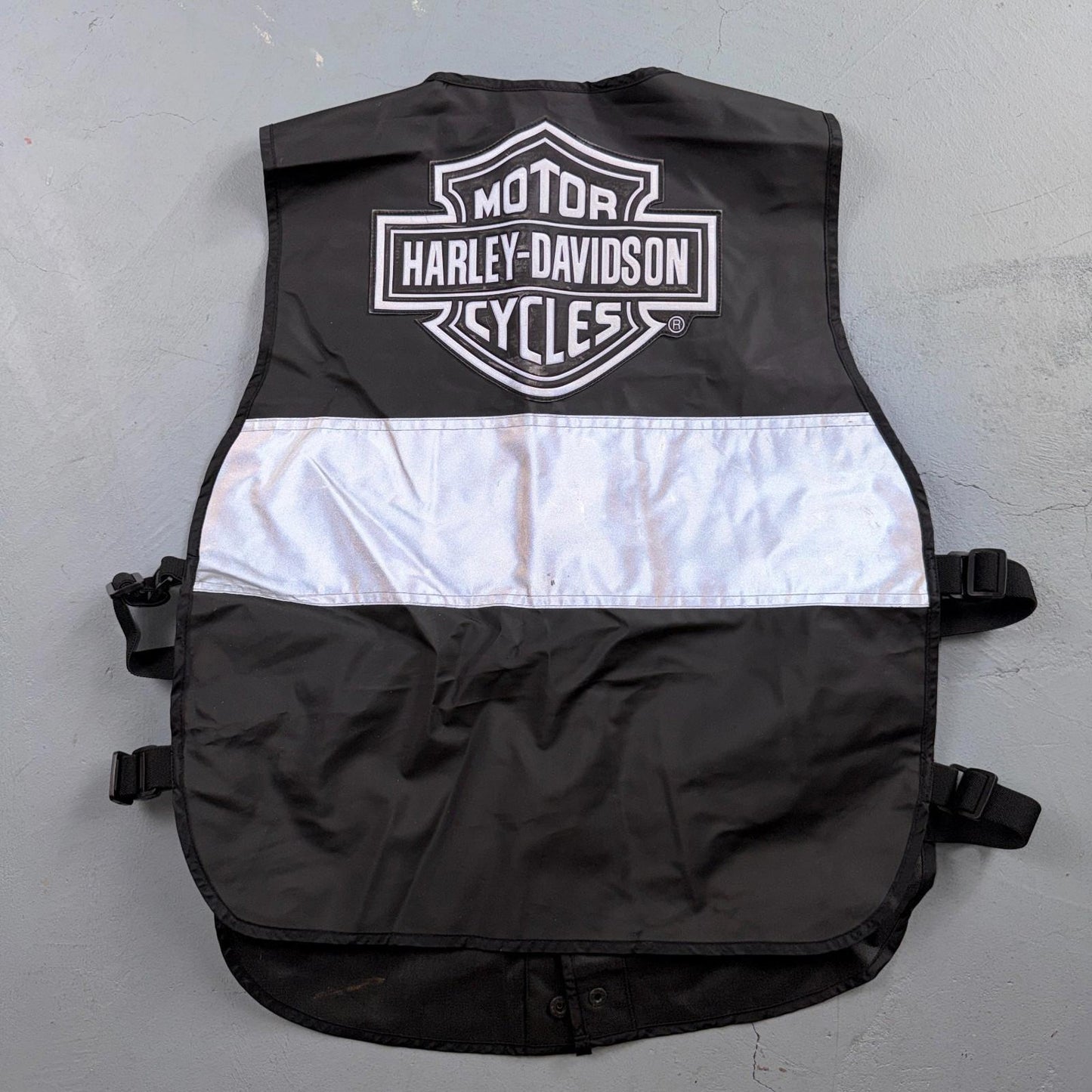 Harley Davidson Men's Black Nylon Hydration Adjustable Vest Jacket 3M Safety