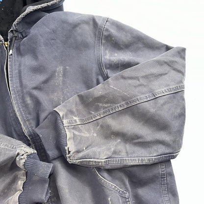 Carhartt Jacket VTG Mens Large Purple Hooded Distressed Bomber J208 MDT Thrashed