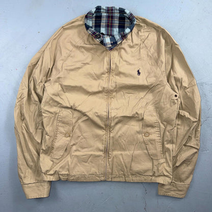 Polo Ralph Lauren Vintage Reversible Plaid Tan Jacket Coat Cotton M Rare 90s