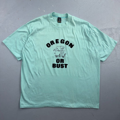 Oregon Or Bust Funny VTG T Shirt Single Stitch Text Horse Donkey Farmer Animals