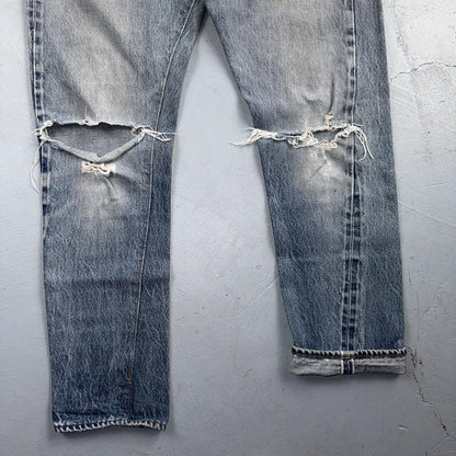 Levis 501 Vintage 80s Redline Selvedge USA XX Jeans Light Wash 31x27 Skinny