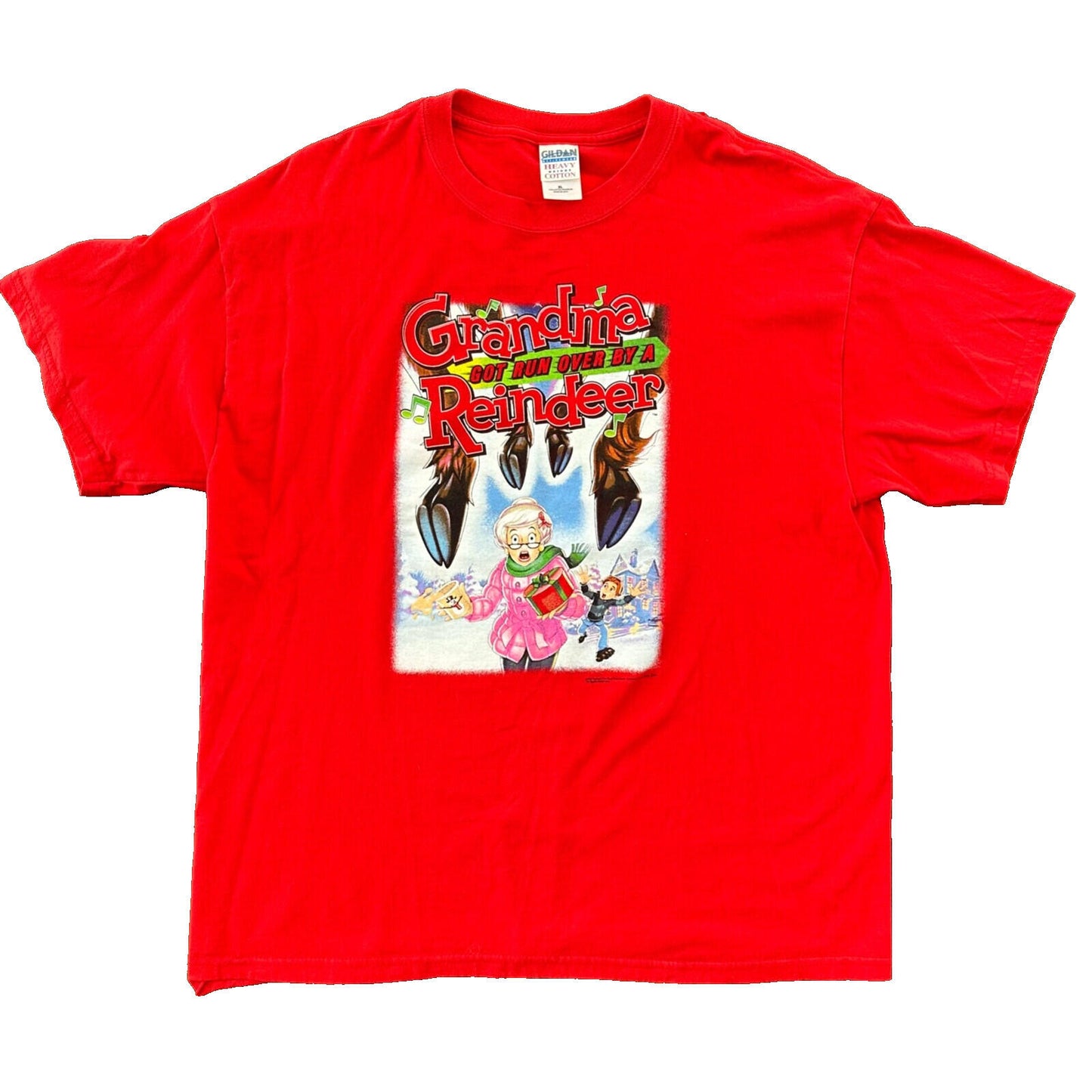 Christmas Grandma Got Ran Over By A Reindeer Vintage T Shirt Music Rap Movie TV