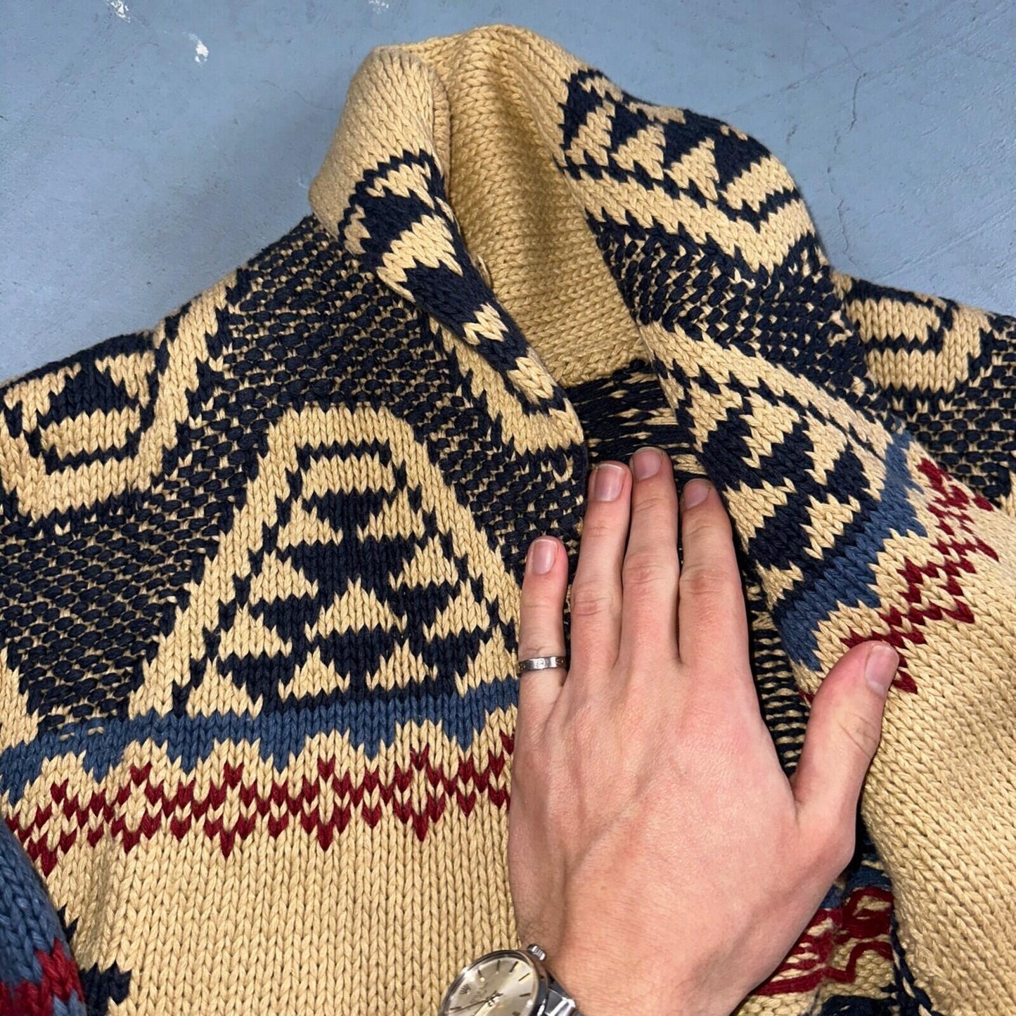 Polo Ralph Lauren Vintage 90s Hand Knit Polo Country Jacket Cardigan Small Shawl