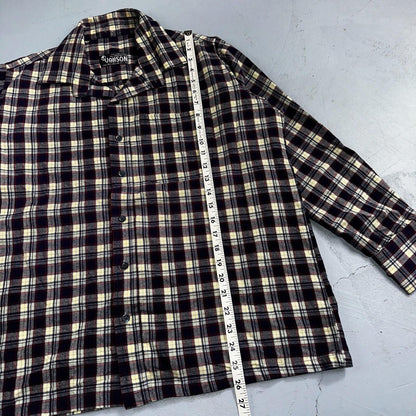 Vanson Flannel Shirt Plaid 1960s 1970s Rockabilly Black Red Grunge Wool Like Mat