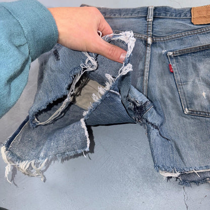 Levis 501 Vintage 70s SS Redline Selvedge USA XX Jeans Light Wash Shorts 31x5