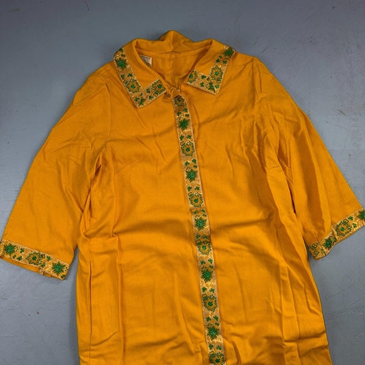 VTG 50s 60s Yellow Long Dress Summer Vibe Movie Belted Boho Hippy Rockabilly