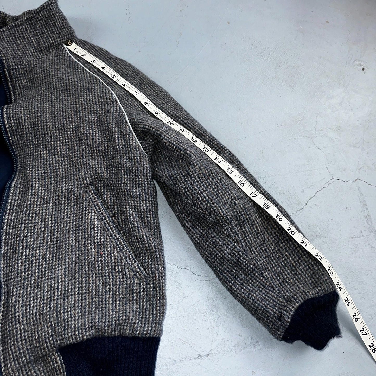 PENDLETON VTG USA Men’s Medium Blue Insulated Wool Bomber Jacket Broken Zipper