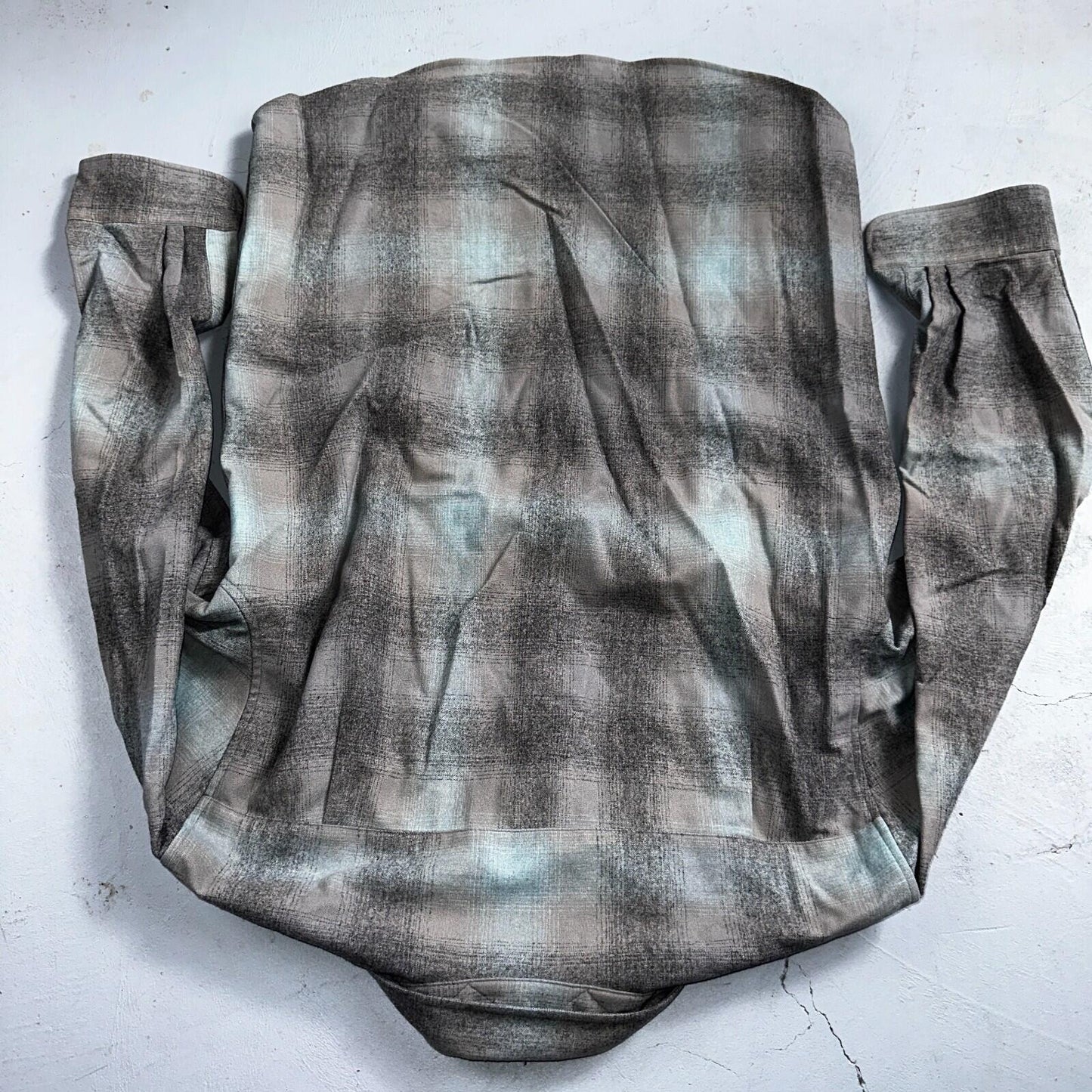 Pendleton Lodge Button Up Shirt Men's Medium Wool Plaid Gray Teal Pocket